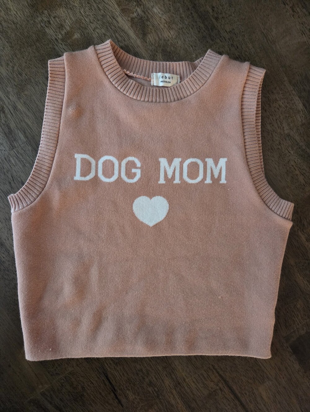 Debut Made In Usa Dog Mom Heart Soft Knit Crop Tank